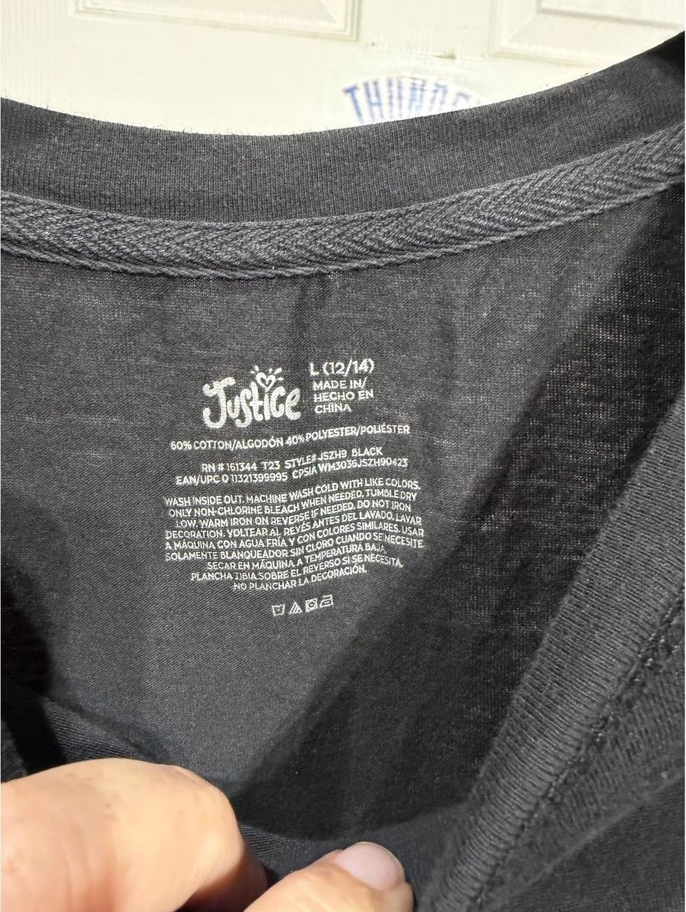Justice Girls' Black Crop Top T-Shirt Size L (12/14) with 'Move with Heart' Mult